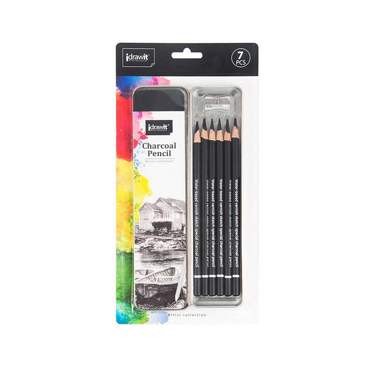 LANGTERM Wholesale Wooden Sketch Charcoal Pencil 6Pcs / Metal Box Set for Artist Student Sketching Pencils Gifts