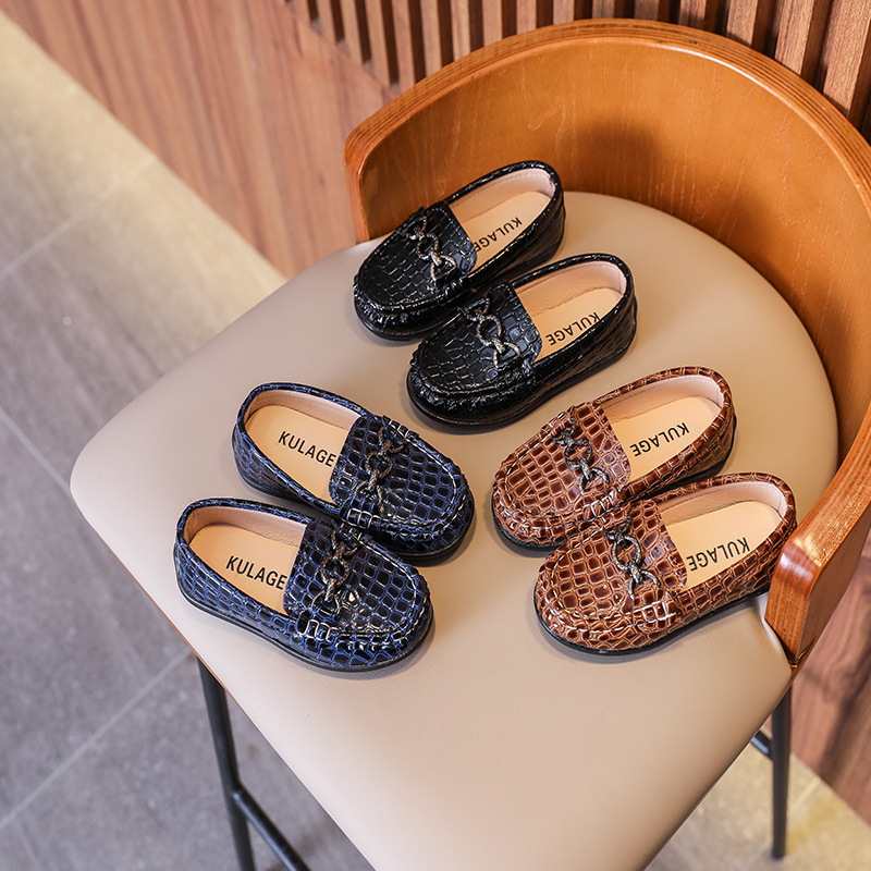 Children's peas shoes slip-on Boys' leather shoes retro children wedding kids fancy shoes