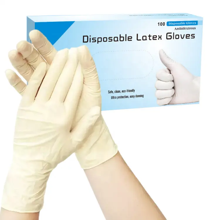 Latex Gloves Disposable Latex Gloves Powder Free Box Medical Examination Latex sterile surgical Gloves Manufacturers