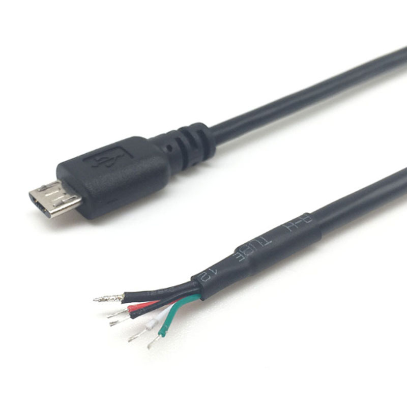 Бесплатный образец 5pin usb 2,0 micro male для открытого неизолированного кабеля