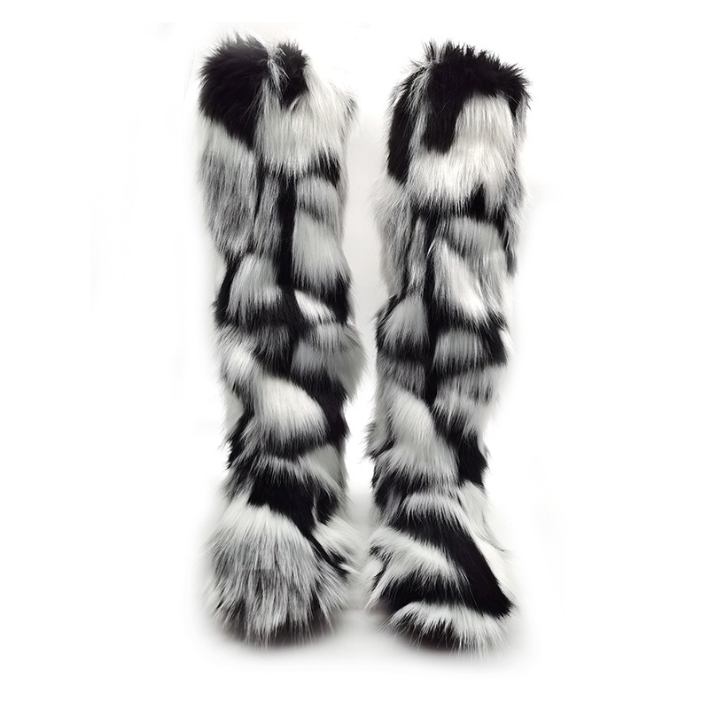 Long tube snow boots women's winter new style furry warmth and velvet non-slip low-heeled casual fashion boots