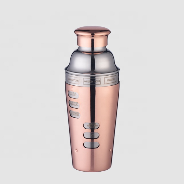 Factory Direct double wall cocktail recipe engraved 700ml stainless steel cocktail shaker