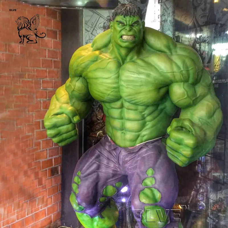 Indoor Decor Famous Superhero Movie Action Figures Muscle Man Fiberglass Life Size Hulk Statue Resin Sculpture