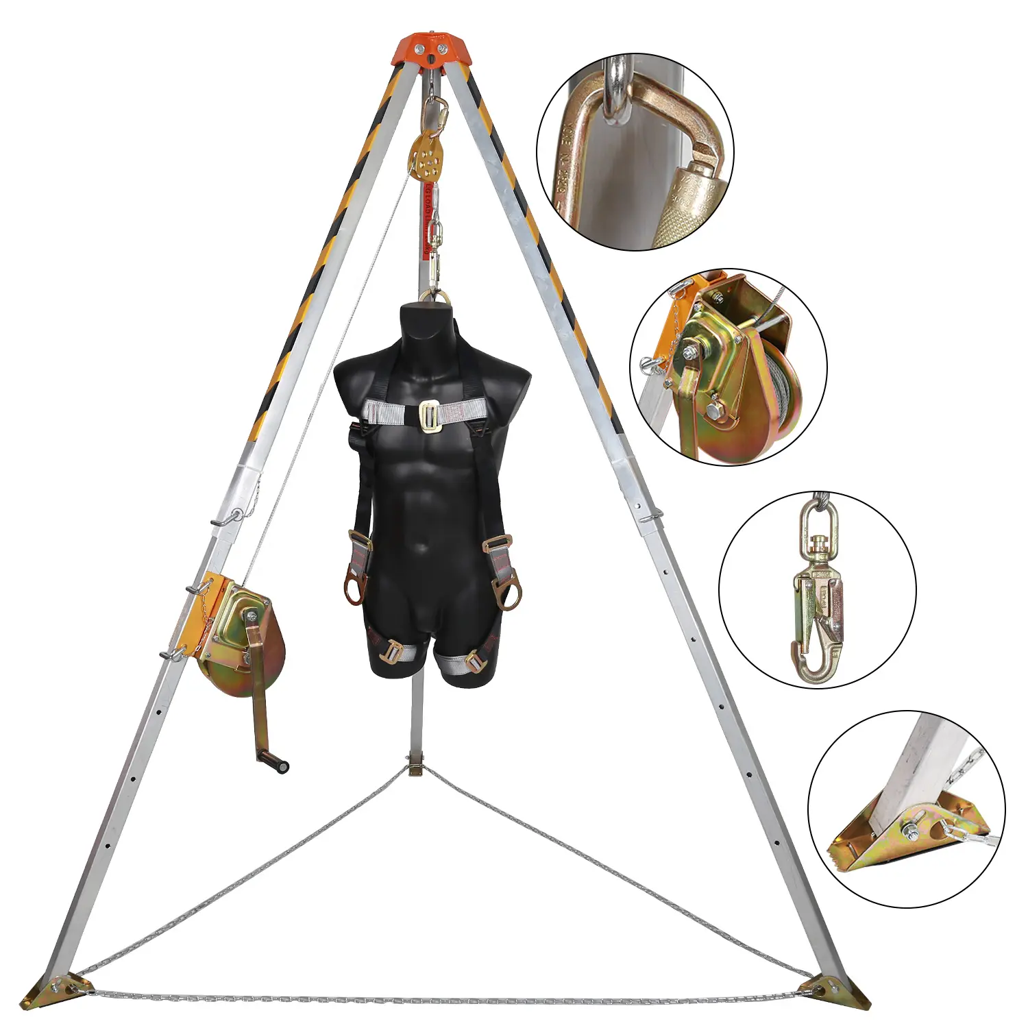 KSEIBI Confined Space Safety Rescue Aluminium Tripod Kit with Full Body Harness