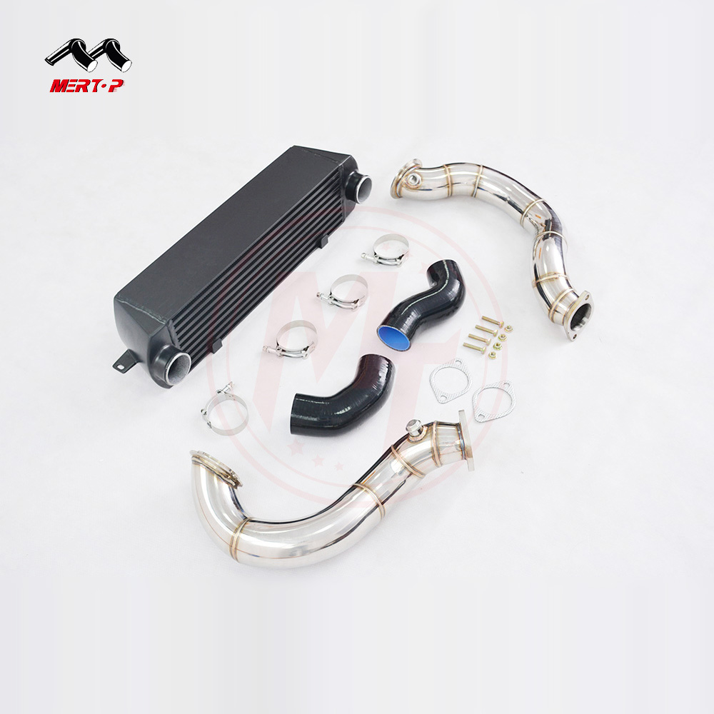 MERTOP 3 "Catless N54 E90 E91 E92 E82 E81 335i 135i Twin Downpipe + Intercooler + комплект силиконового шланга 2006-2011