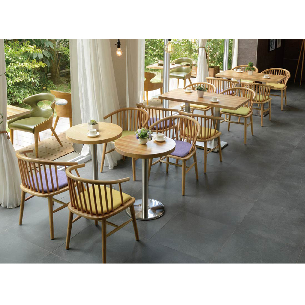Cafe Dessert Japanese restaurant furniture modern round wooden dining coffee Shop chair table sets for cafe