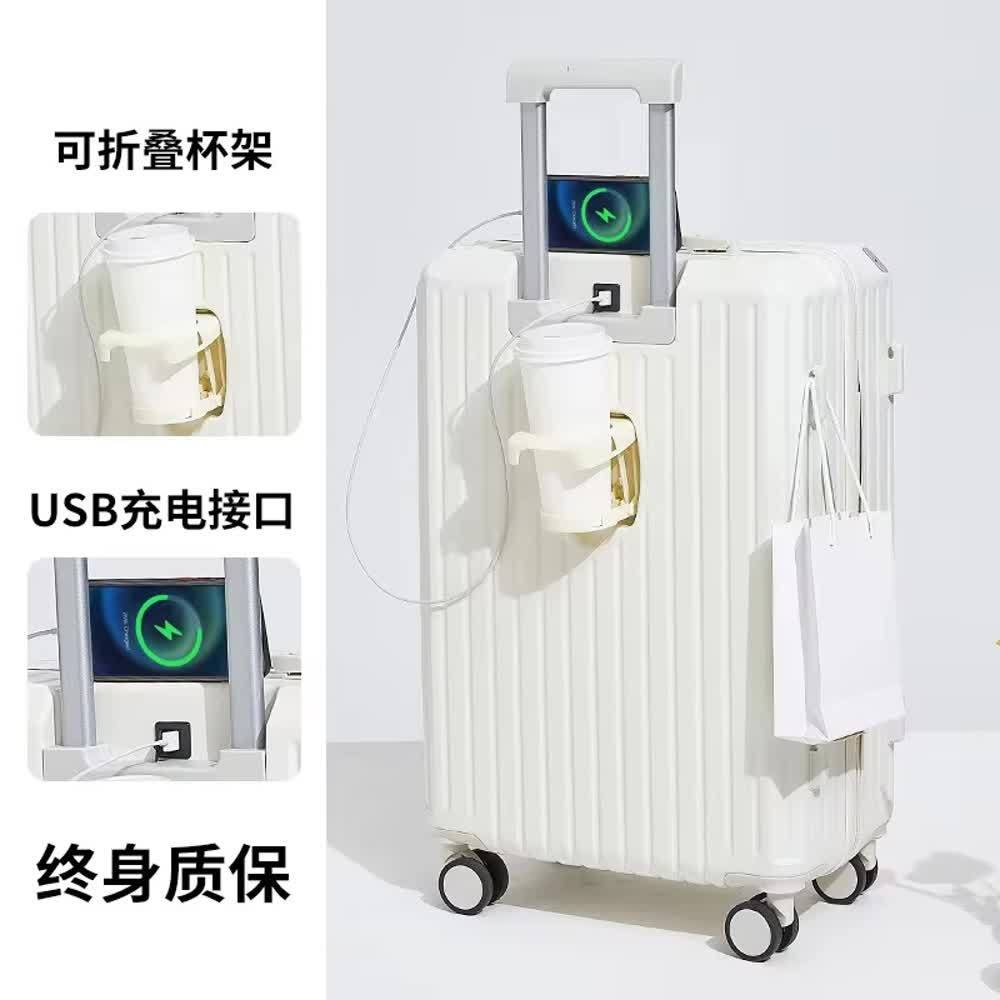 New Fashionable Light Weight PC Carry-on Travel Trolley Suitcase Vintage Suitcase Luggage With Leather Hard Shell Baggage