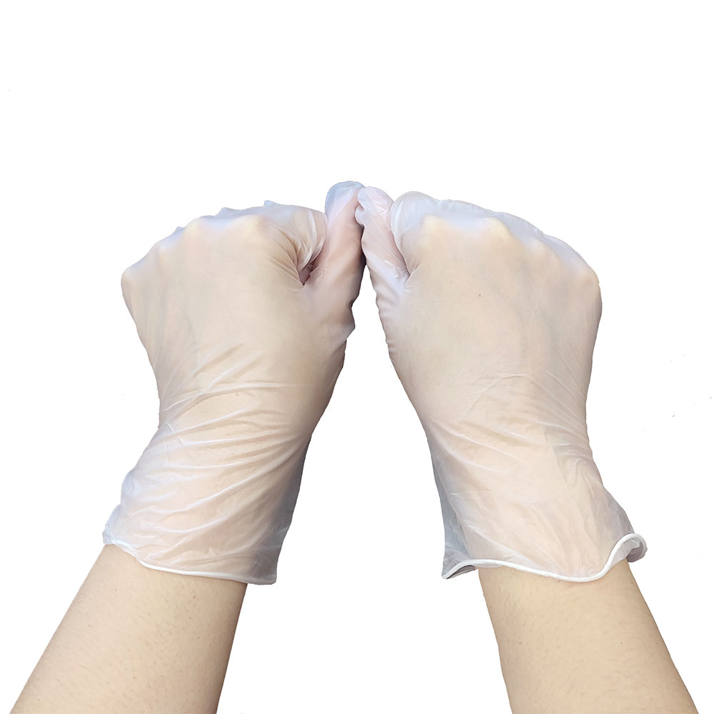 HLR Food Grade Powder-free White Clear 8 mill Vynile Glove Disposable Vinyl Powder Free Vynil Disposal Gloves pvc ready to ship