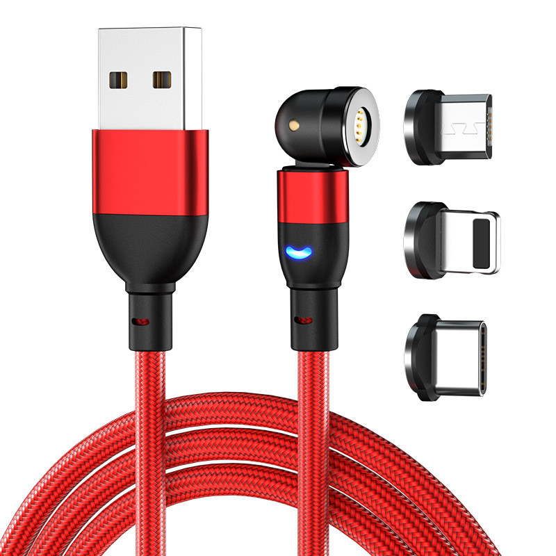 Магнитный Usb-кабель для быстрой зарядки и передачи данных, вращающийся на 540 градусов, 33 а, 3 в 1