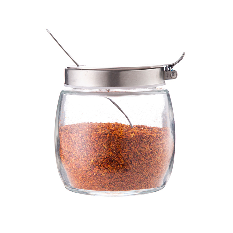 Glass Seasoning Bottle Seasoning Box Stainless Steel Cruet Seasoning Jar Kitchen Supplies