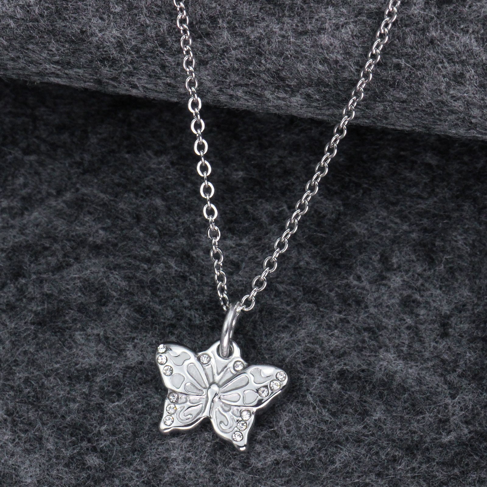 women jewelry necklace Setting diamond butterfly Pendant Necklace stainless steel necklace chain