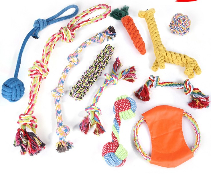 Pet Toys Set Christmas Hot Selling Pet Supplies Dog Cotton Rope Toys Molar Teeth Cleaning Colorful Dog Bite Rope Combination Set