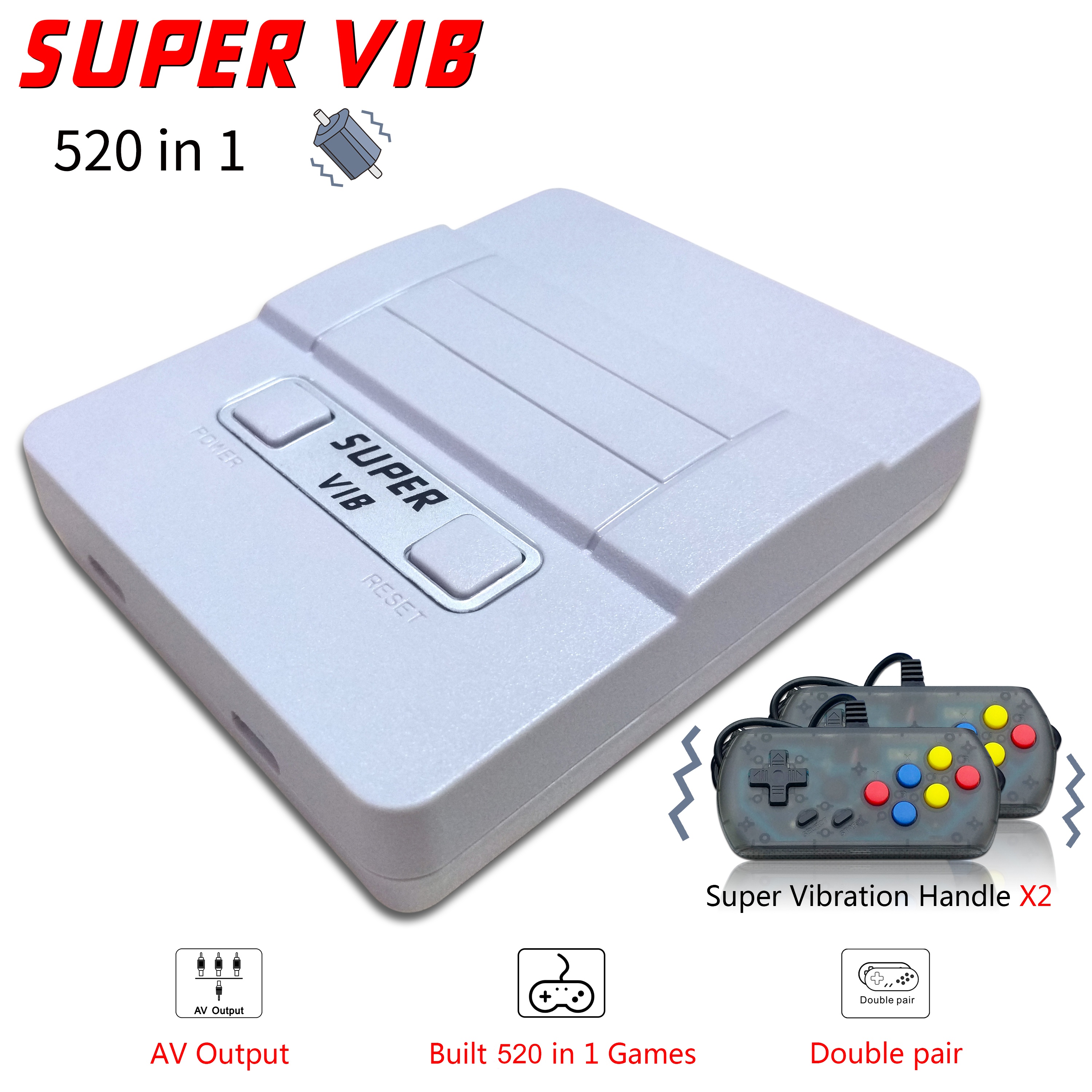 Супер VIB ТВ приставка хост-Ностальгический игровой плеер 8 бит Ретро игровая консоль встроенный 520 игры ручной с 2 Vibra