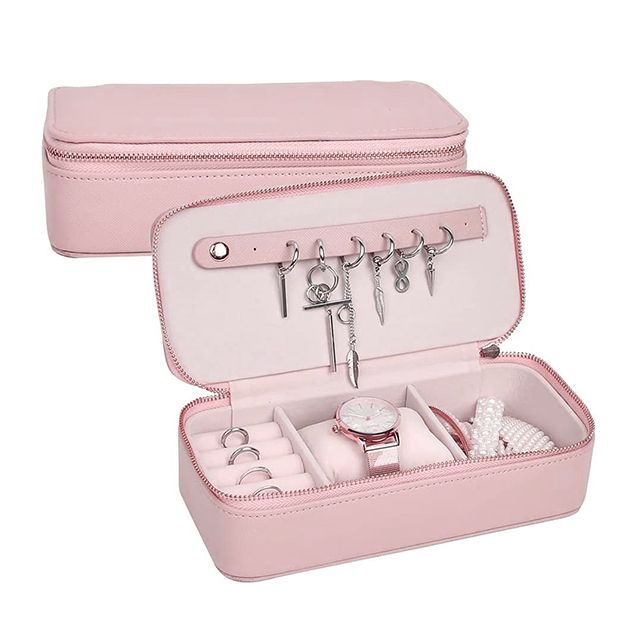 Simple PU Necklace Ring Organizer Portable Jewellery Jewel Storage Case Boxes