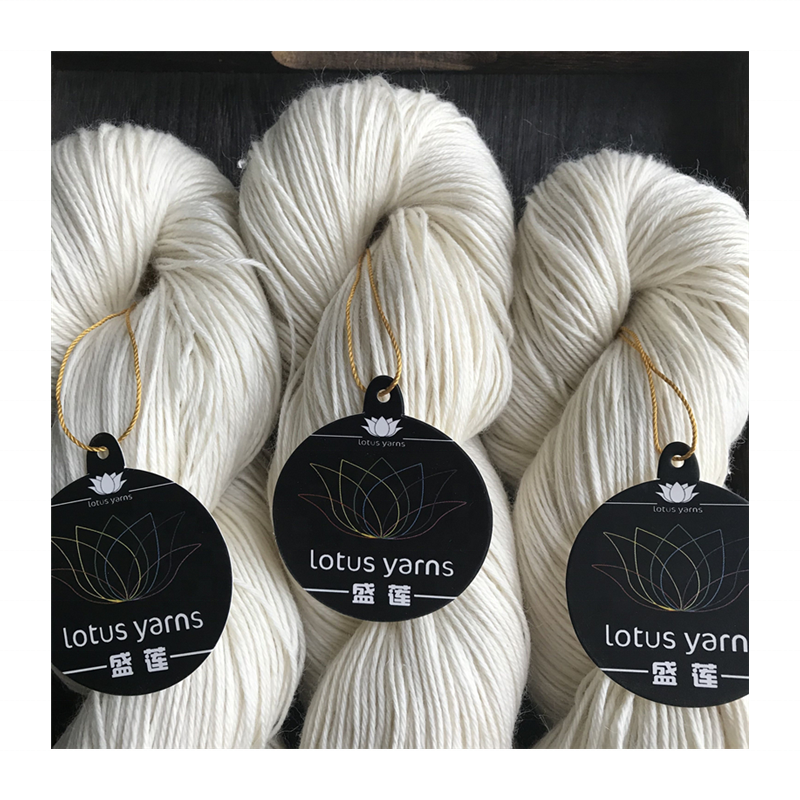 Пряжа Lotus из мериносовой шелковой волокна, Смешанная натуральная белая Неокрашенная пряжа для ручного вязания