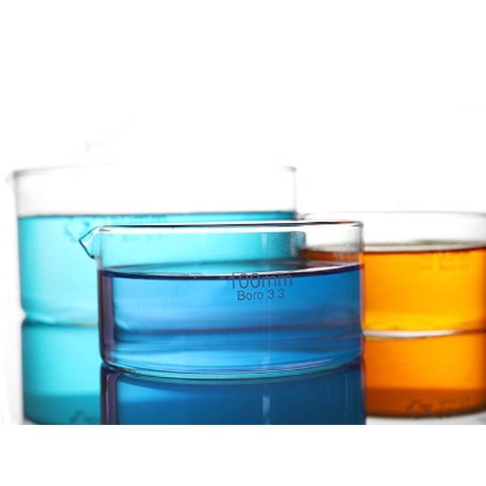 Lab Glass Flat Bottom 100mm Crystallizing Dish with Spout
