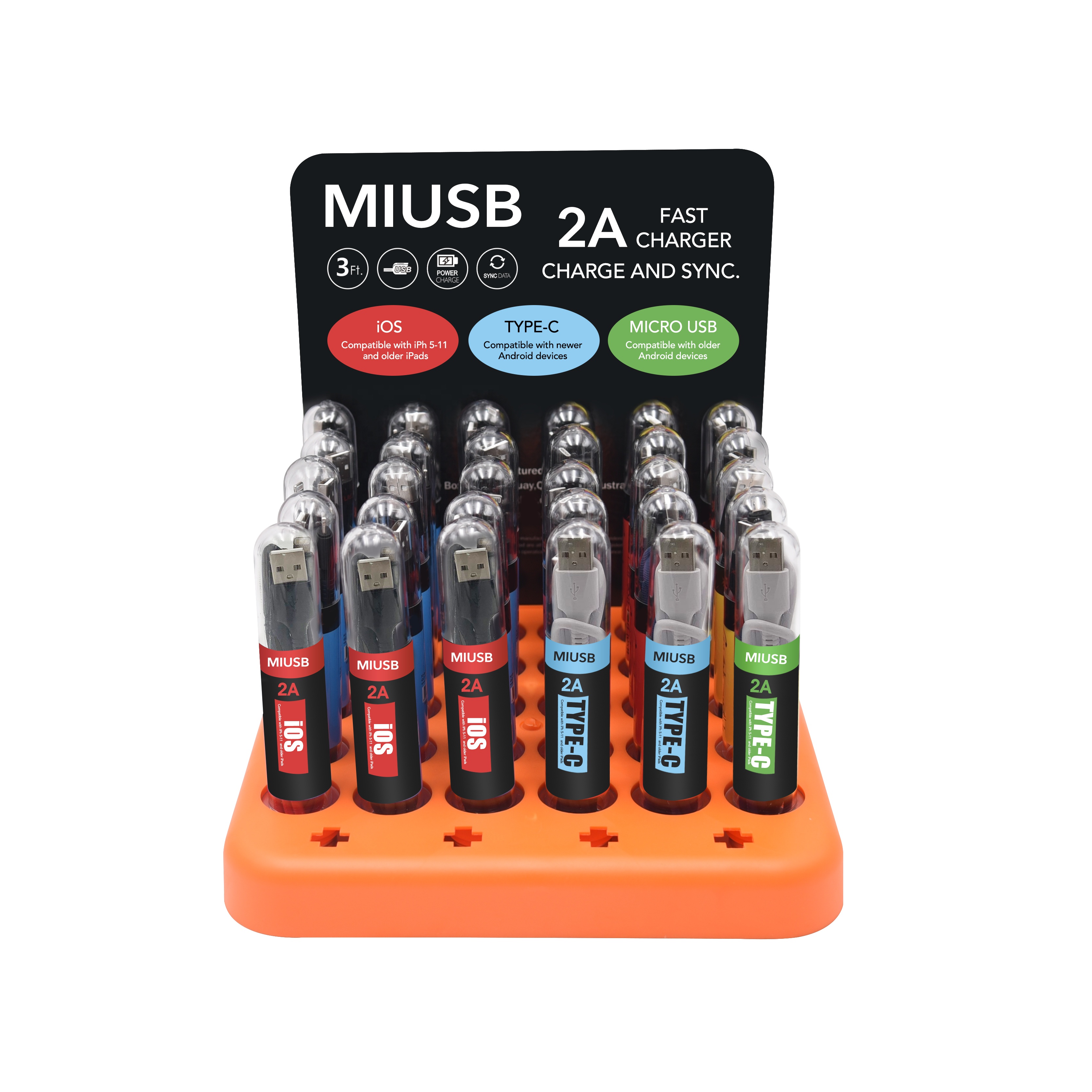 Лидер продаж на Amazon, USB-кабель в нейлоновой оплетке 2 А, 3 фута, адаптер Type-C, кабели Micro Usb для быстрой зарядки и передачи данных с дисплеем OEM для Iphone