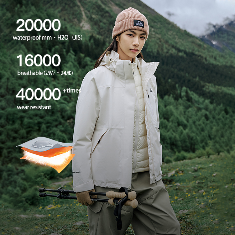 Women's Windproof Winter Warm Parka Windbreaker 3 in 1 Removable goose Down Liner 650 filling power outdoor waterproof Jackets