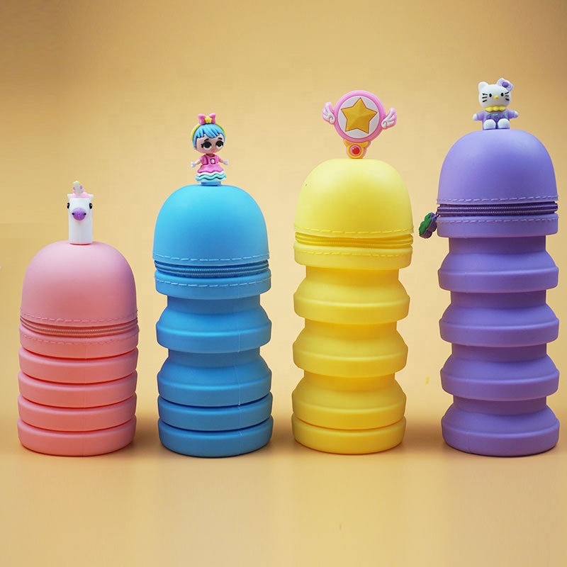Yiwu City Factory Directly Supply Modern Color Standing Silicone Pencil Holder Box Pen Case
