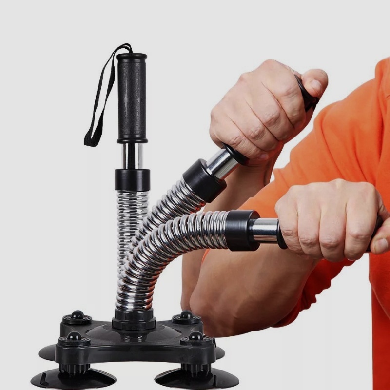 Anchored Power Twister - Arm Wrestling Resistance Spring Bar Exerciser for Biceps, Forearms, Shoulders, Chest