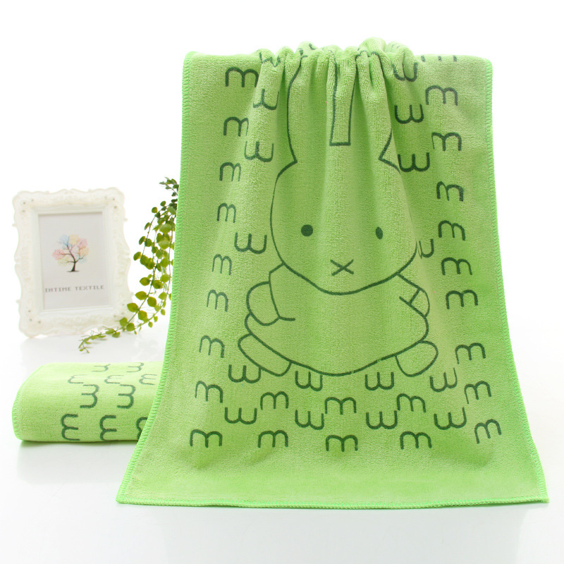 Manufacturer Wholesale Microfiber Rabbit Printed Face Towel Cute Cheap Face Towel Highly Absorbent Hair Drying towel