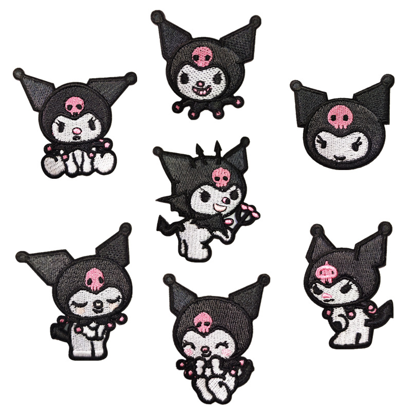 Мультфильм Kuromi Stick бесплатный образец на заказ Аниме Милая вышивка нашивка вышитая нашивка нашивки пользовательская упаковка пластиковая подложка