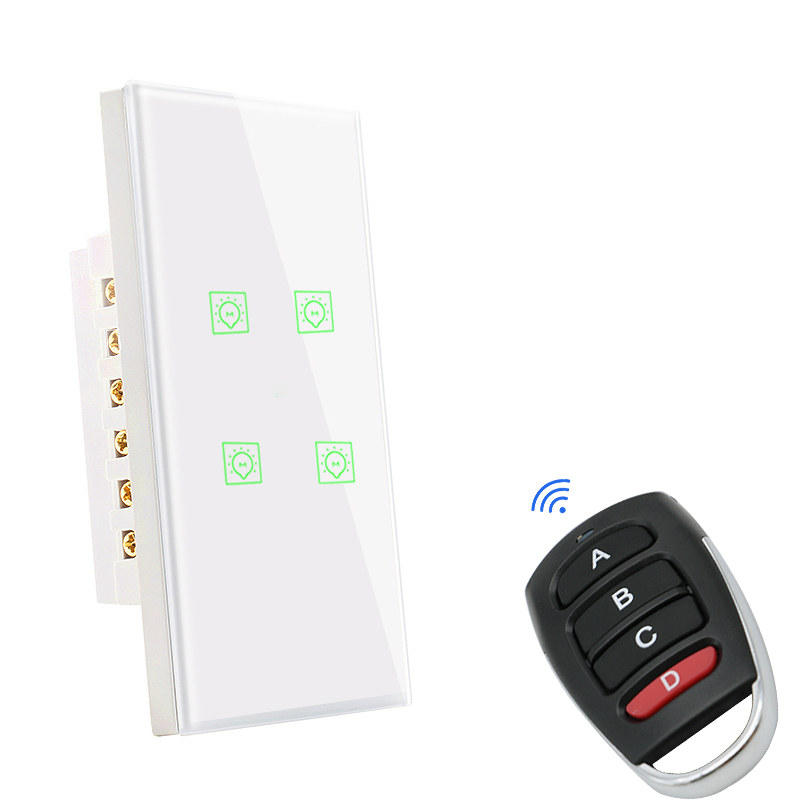 Умный Wi-Fi переключатель US tuya, 4 клавиши, Wi-Fi, беспроводные переключатели RF/TOUCH/APP, дистанционное управление google alexa