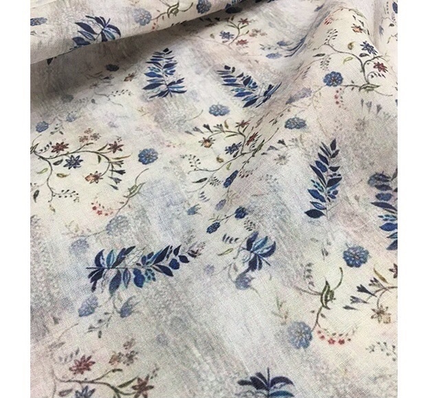 100% natural ramie fabric with digital print light weight for summer dress