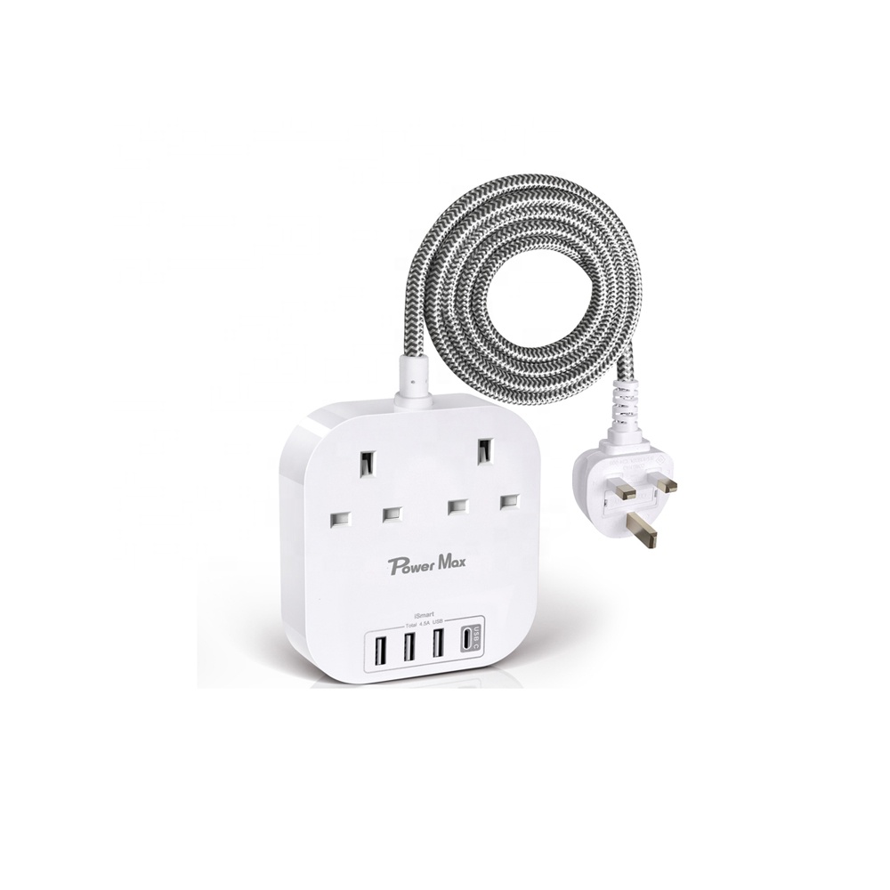 Удлинитель для Великобритании с портами USB C, полосы питания с 2 выходами 4 usb-порта (4.5A) 13A разъем расширения