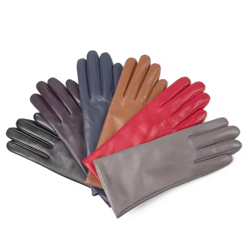 SLW002 OEM Ladies Women Wholesale Fashion Genuine Lambskin Sheepskin Driving Wool lining Leather Gloves Winter knit Gloves