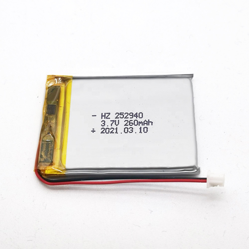 Производитель подгоняет перезаряжаемые литиевые батареи 252940 260mAh 3,7 v литий-ионный полимерный аккумулятор