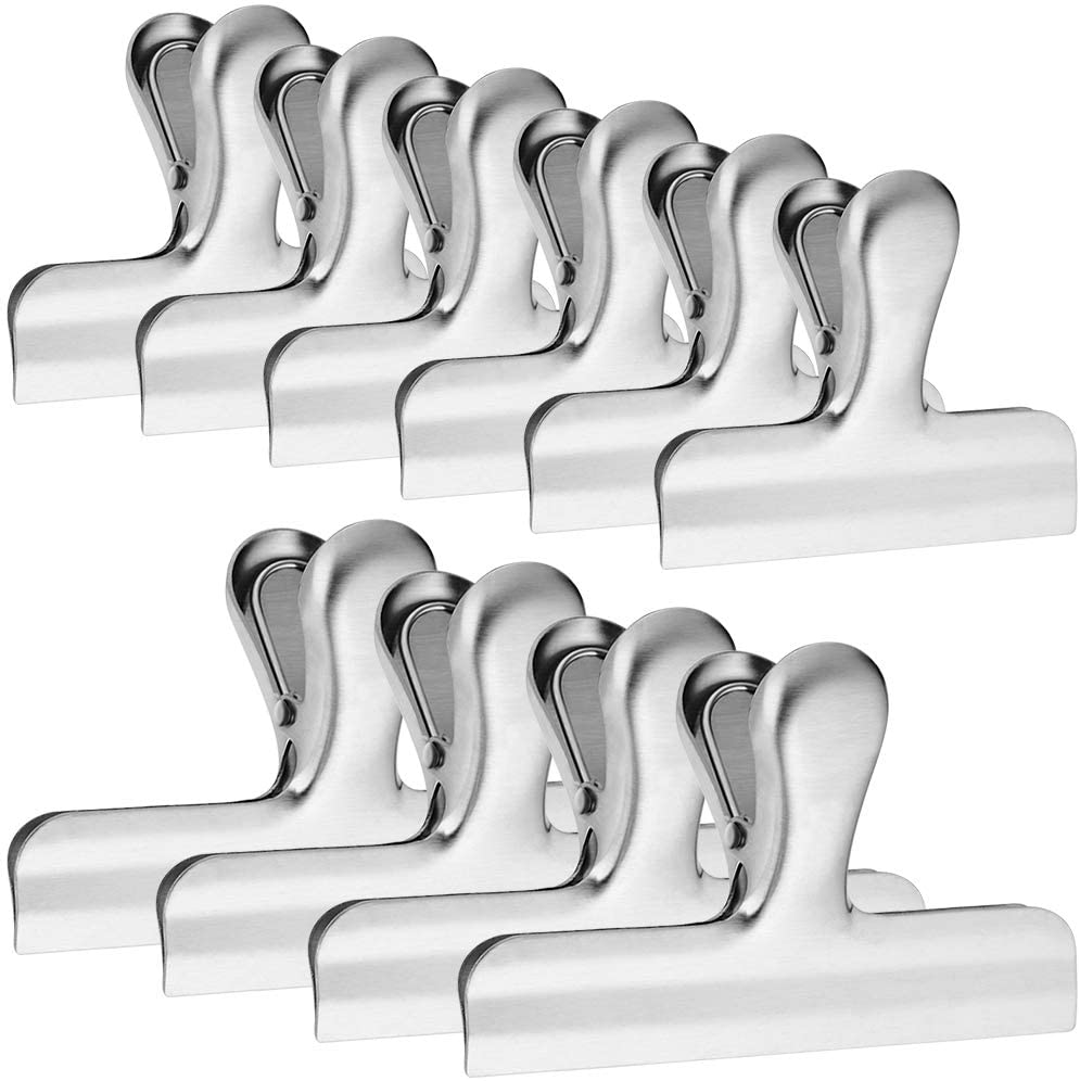 Heavy Duty Stainless Steel Chip Bag Clips, Durable Paper Seal Grip for Air Tight Seal Food Bags Coffee Food Bread Bags