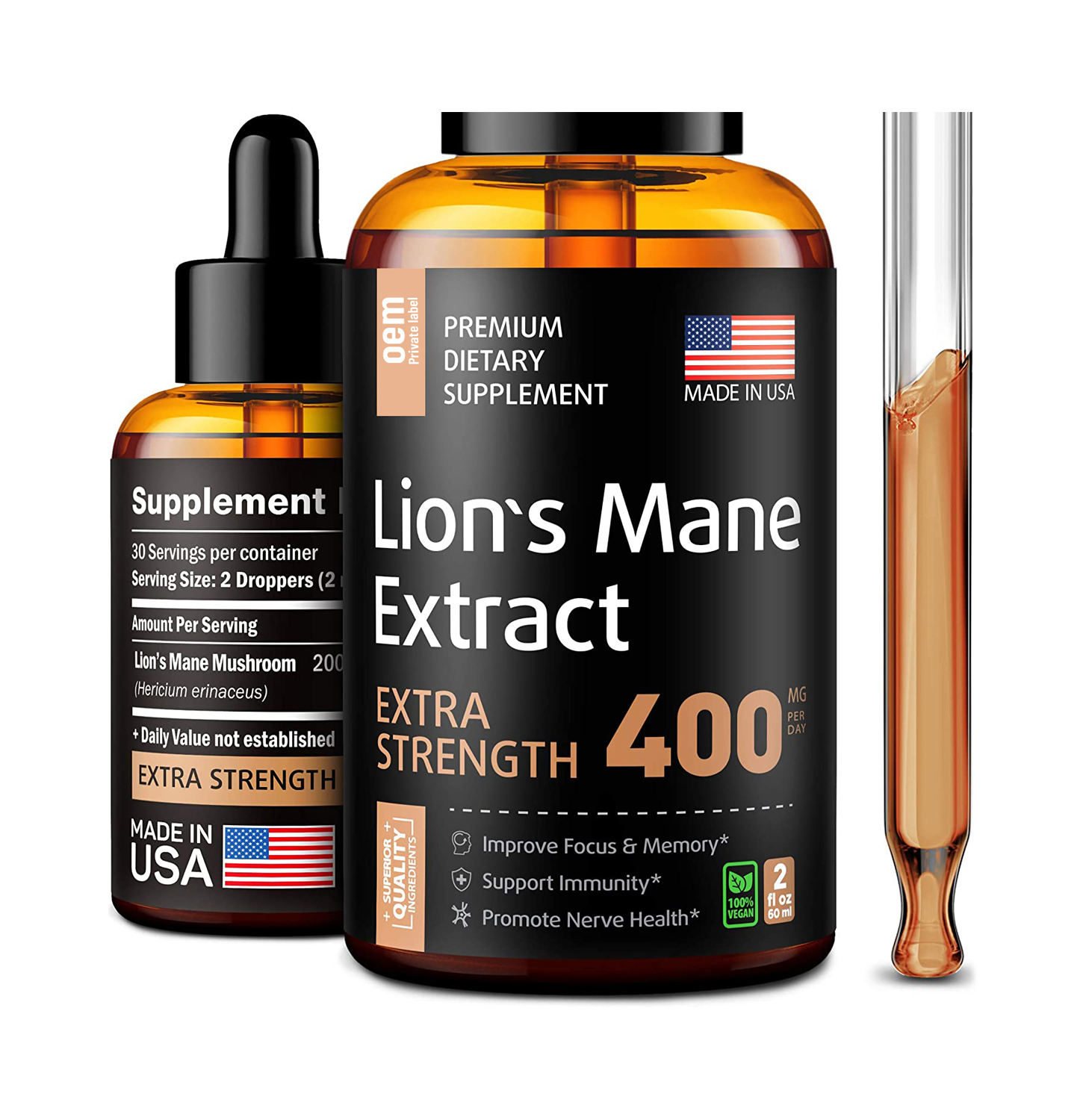 Lion's Mane Mushroom Supplement for Immune Support -Lion's Mane Mushroom Complex for Mental Health - Liquid Mushroom Supplement