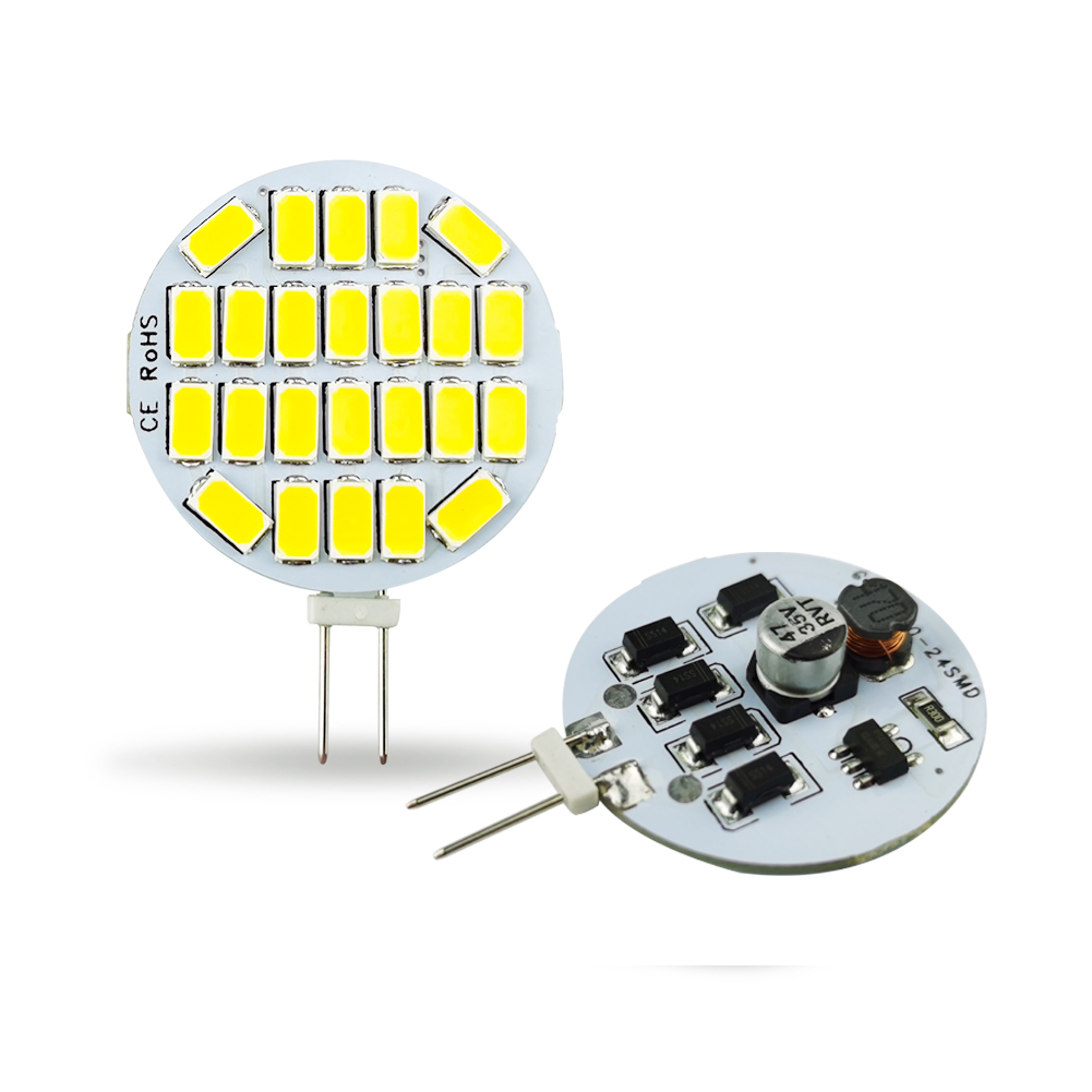 AC12V-24V LED G4 круглый прожектор узконаправленного света лампы 1,8 Вт 2,5 5730 15/24 светодиода, теплый белый без мерцания кухонная вытяжка огни