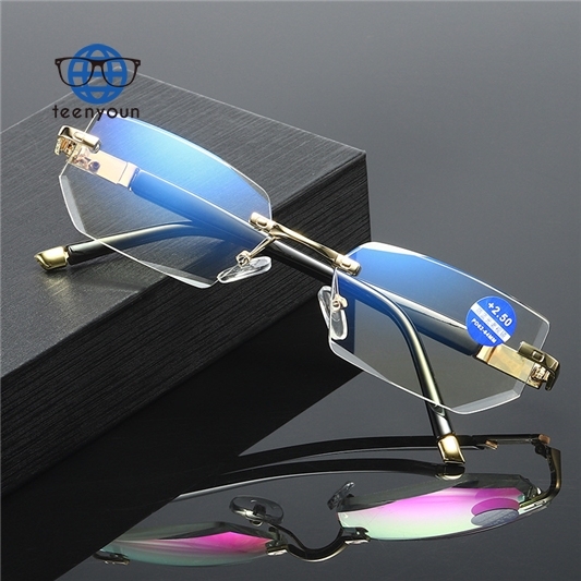 Teenyoun Vintage Custom Rimless Presbyopia Glasses Retro Readers Reading Glasses Blue Light Blocking For Men 2024 Wholesale