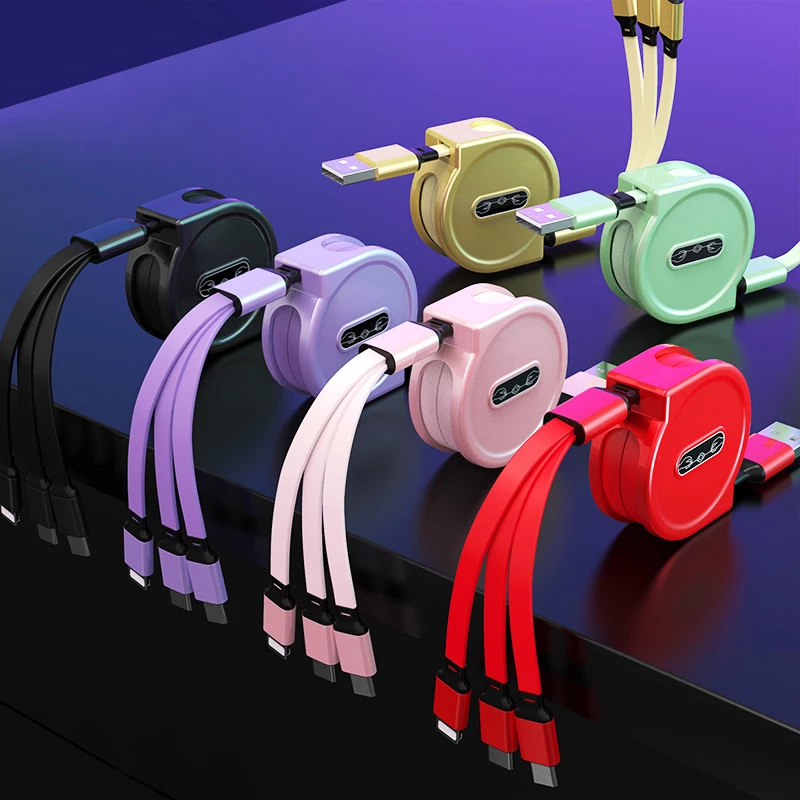 3 In 1 Retractable Usb Cable For IPhone 11 12 13 Pro Max Charging Type C Cable Phone Charger Micro Usb For Xiaomi Redmi Note 10s