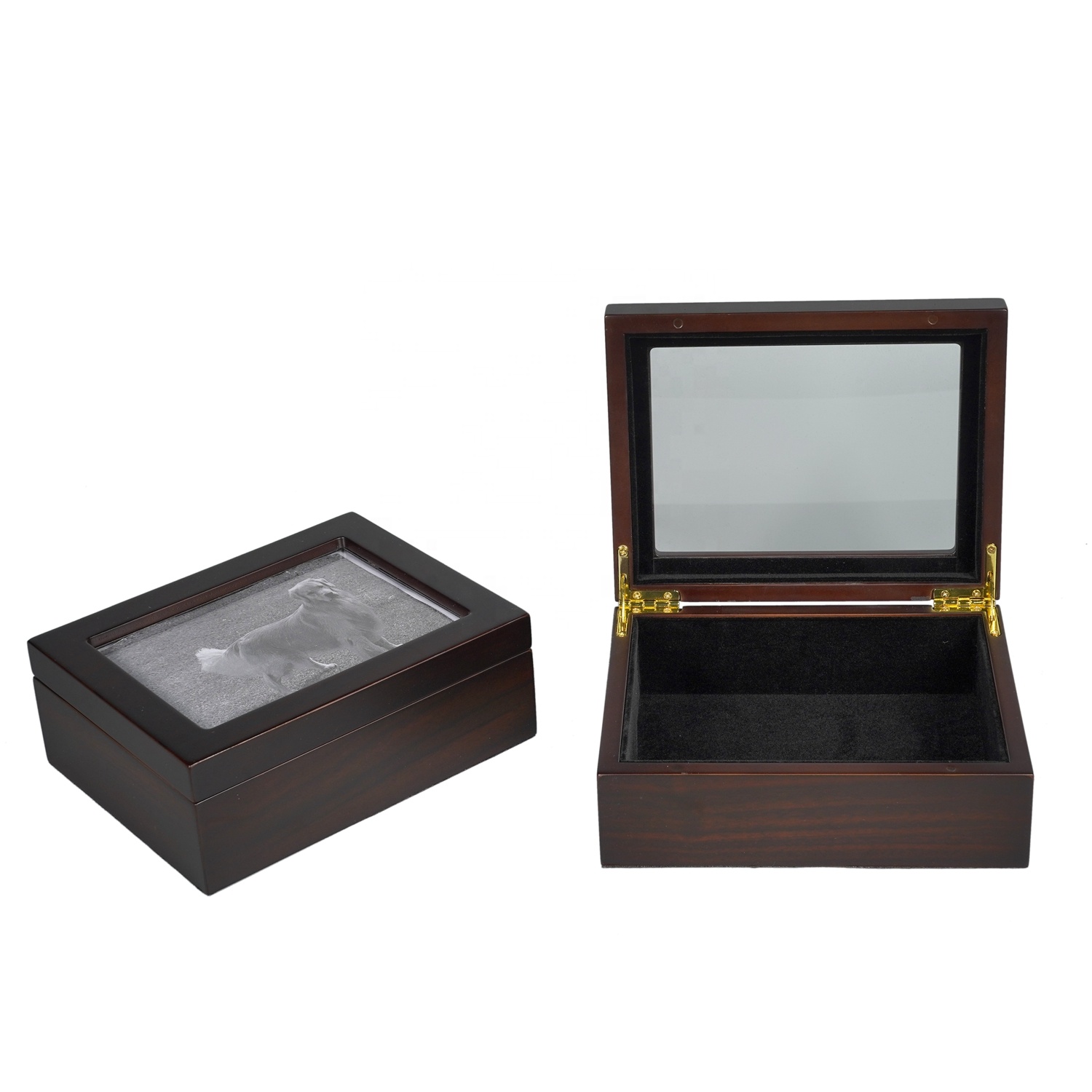 Factory Wholesale Photo Frame Design Rectangle Wooden Funeral Supplies Custom Wood Pet Cremation Urn