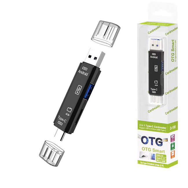 Многофункциональный адаптер 5 в 1 с USB на USB C OTG, устройство для чтения SD-карт, TF-карта, устройство для чтения смарт-карт для мобильного телефона