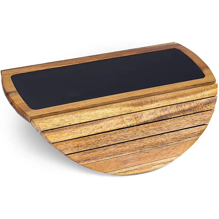 modern bamboo acacia wood sofa arm side serving tray cup plate for home living room