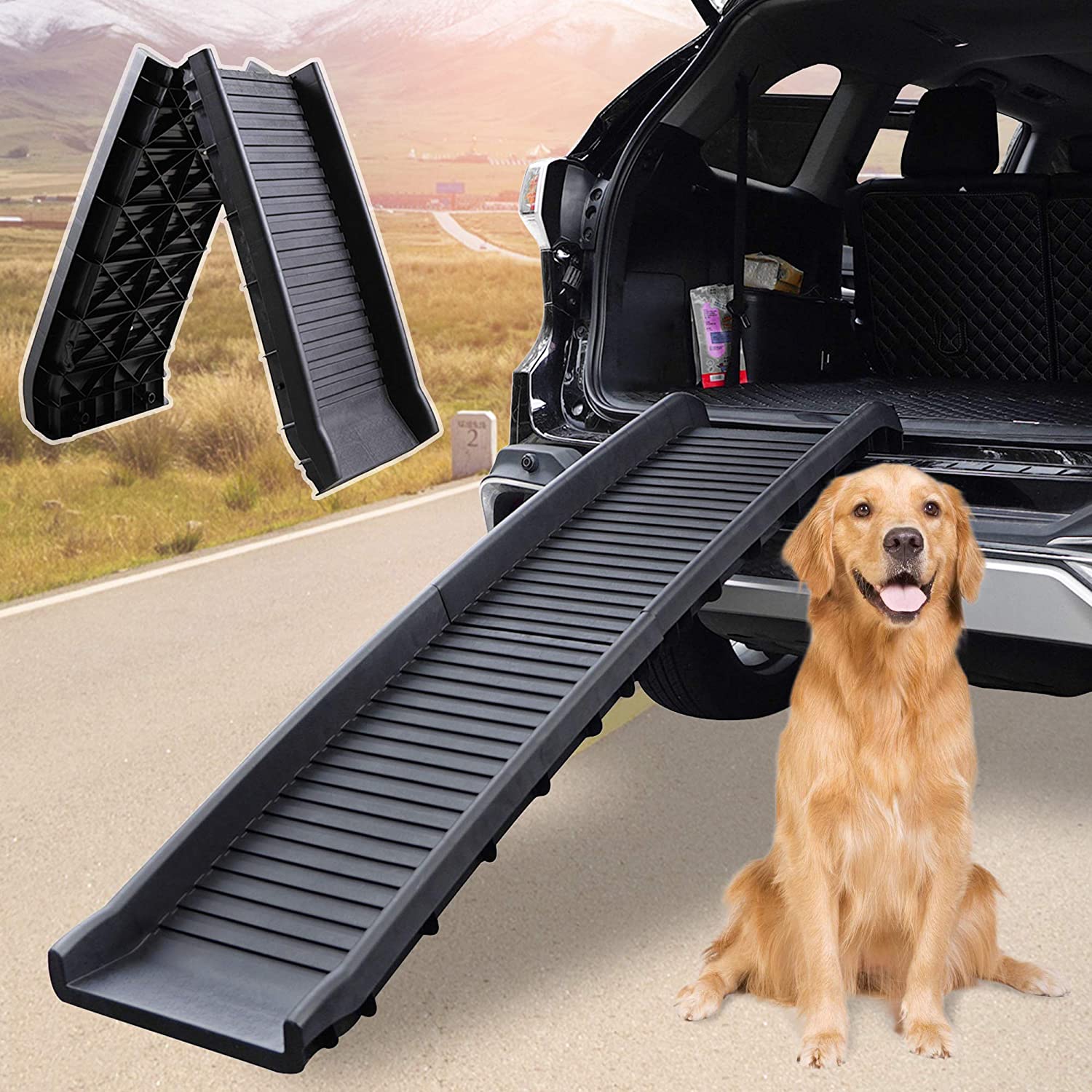 High Quality Eco Friendly Feature Sturdy Stepped Design Bottom Decorated Bone Pattern Lightweight Ramp For Handicapped Dog