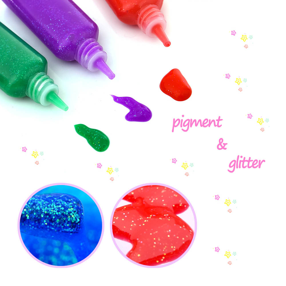 Amazon Hot Products Small Bottles Of Colored Glitter Glue Children's Paper Exclusive Paintbrush