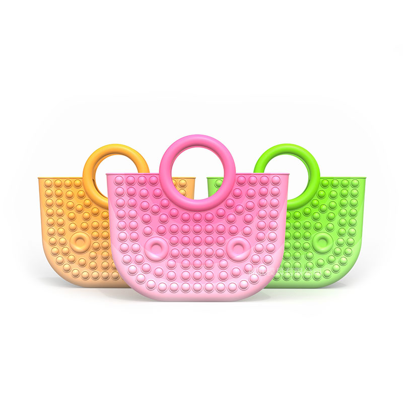 2021 New Fingertip Toys Push Bubble Popping Its Bag Silicon Bubble Large Fidget Tote Handbag Silicone Popping It Bag