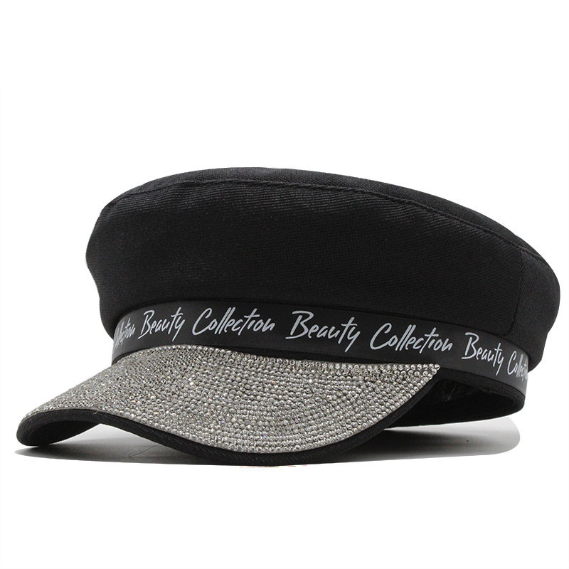 Spring/Summer Korean Tide Navy Hat Ins Jokers Painter Newsboy Hat Day Octagon Hat Bright Diamond Word Mother And Daughter Beret