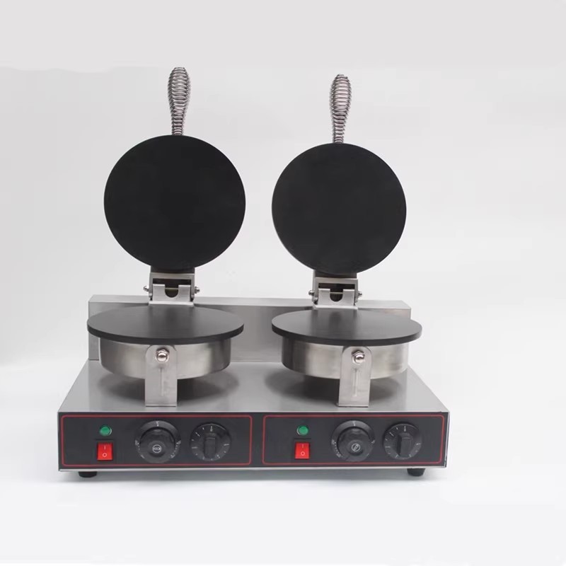 Hot Selling Product Double Row Ice Cream Crispy Machine Non Stick Coating Flat Egg Roll Machine Bakery Equipment for Commercial