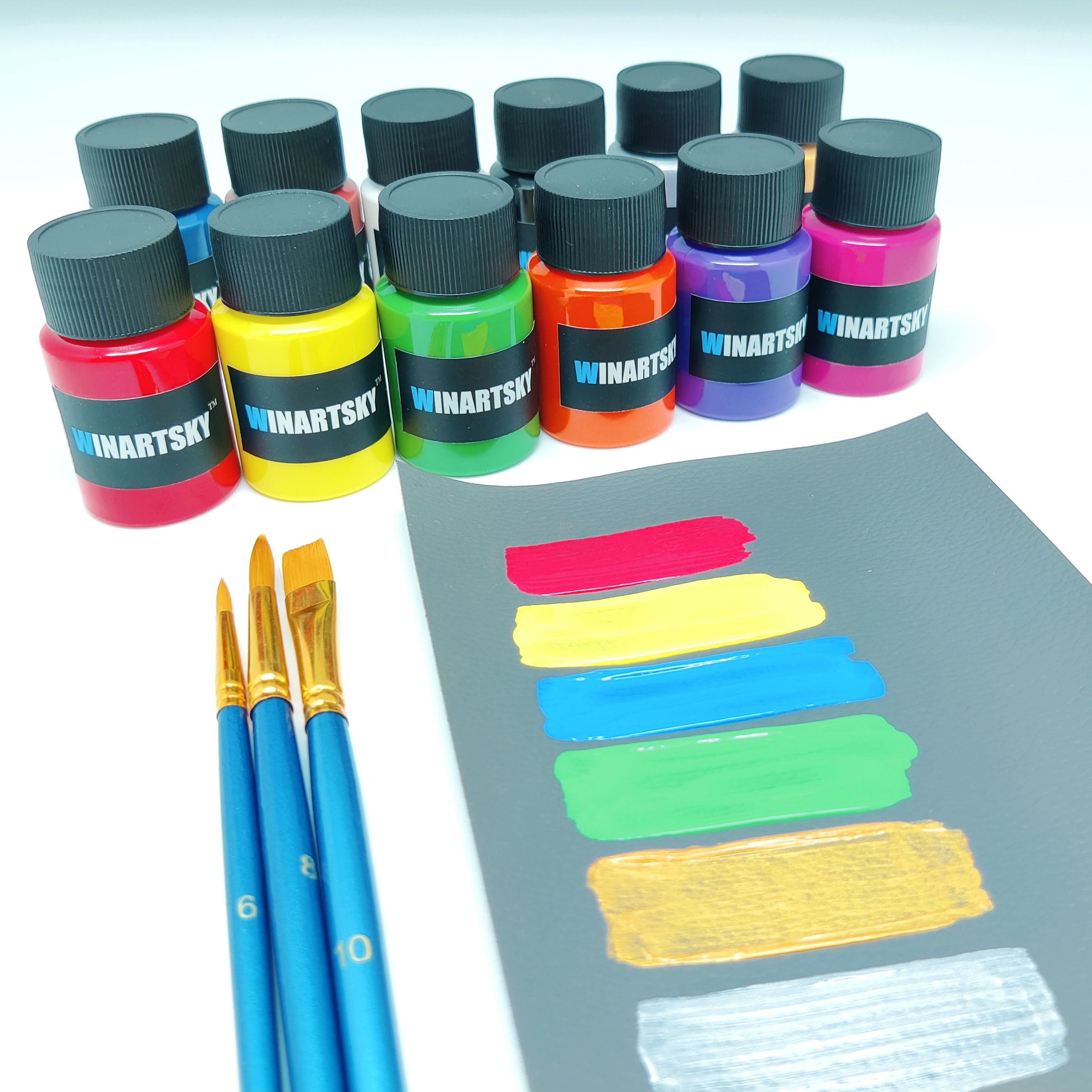 12 colors acrylic leather paint  30ML each