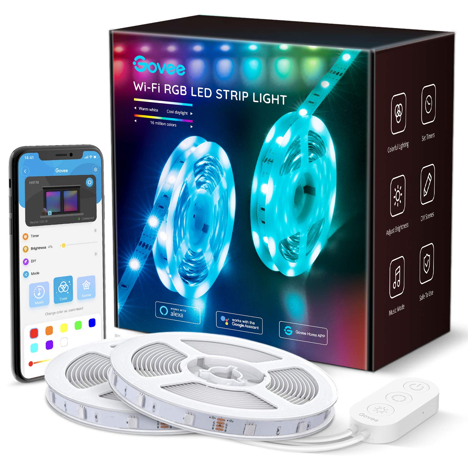 Светодиодная RGB-лента с дистанционным управлением, Wi-Fi, 5050 SMD, Rgb, 10 м