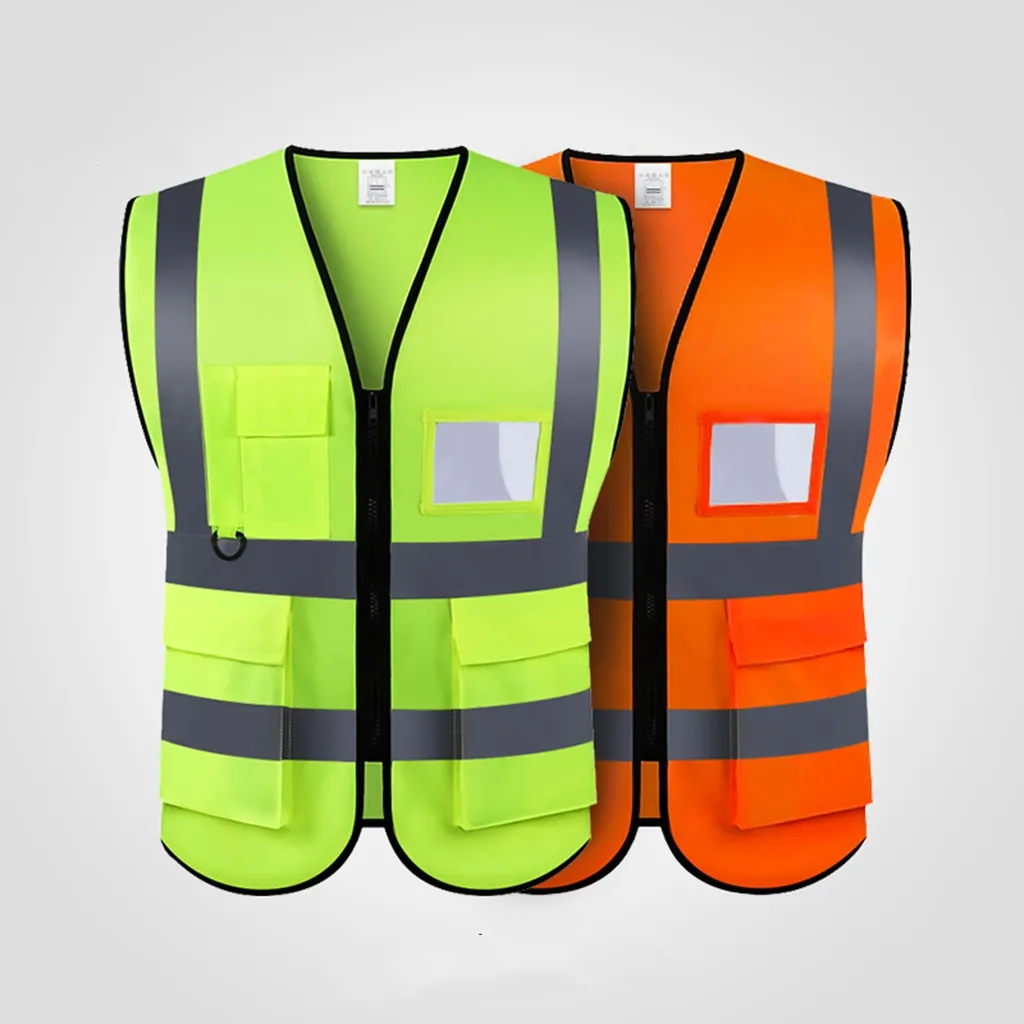 Customized multi-pocket reflective safety clothing construction vest hi vis reflective vest traffic jacket safety vest