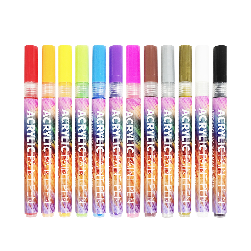 12 Colors Water-based Acrylic Paint Marker Pen Set for Student Drawing