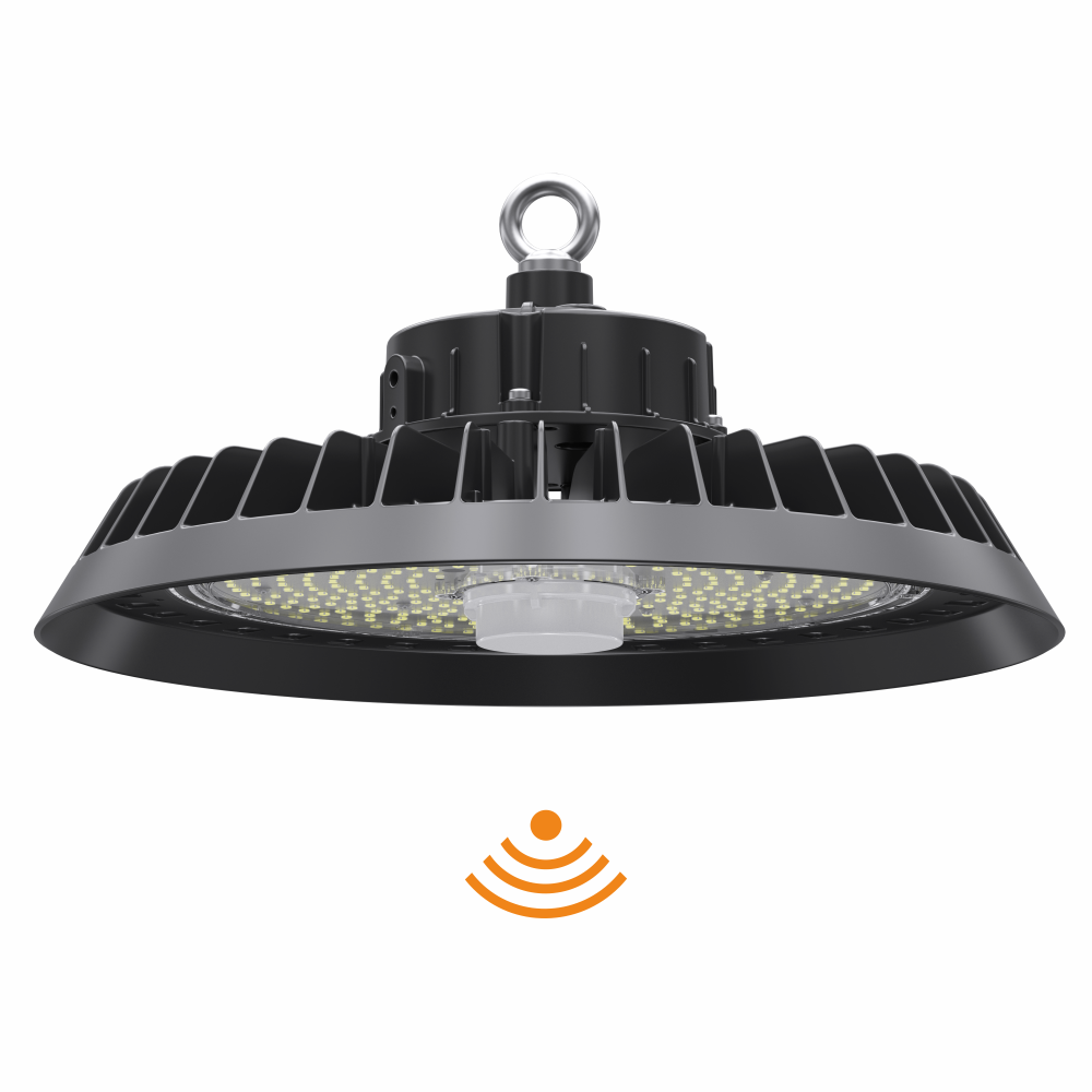 Germany W/H DDP dropshipping 100w 200w LED UFO High bay lights 150W with Plug Motion Sensor and Power Supply for Sports lighting