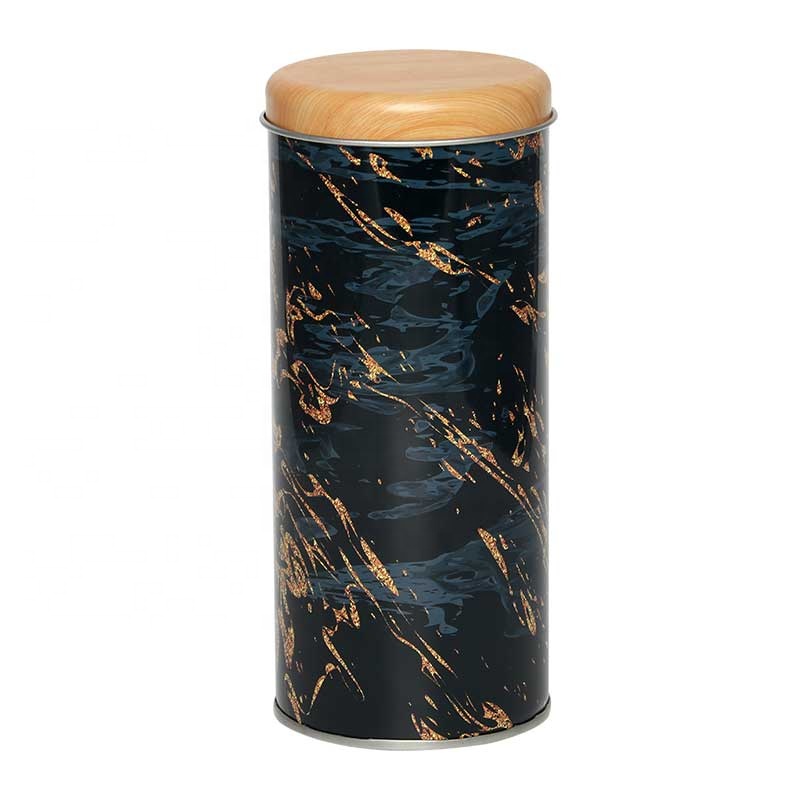 Hot Sale Moistureproof Round Tin Box With Marble Design